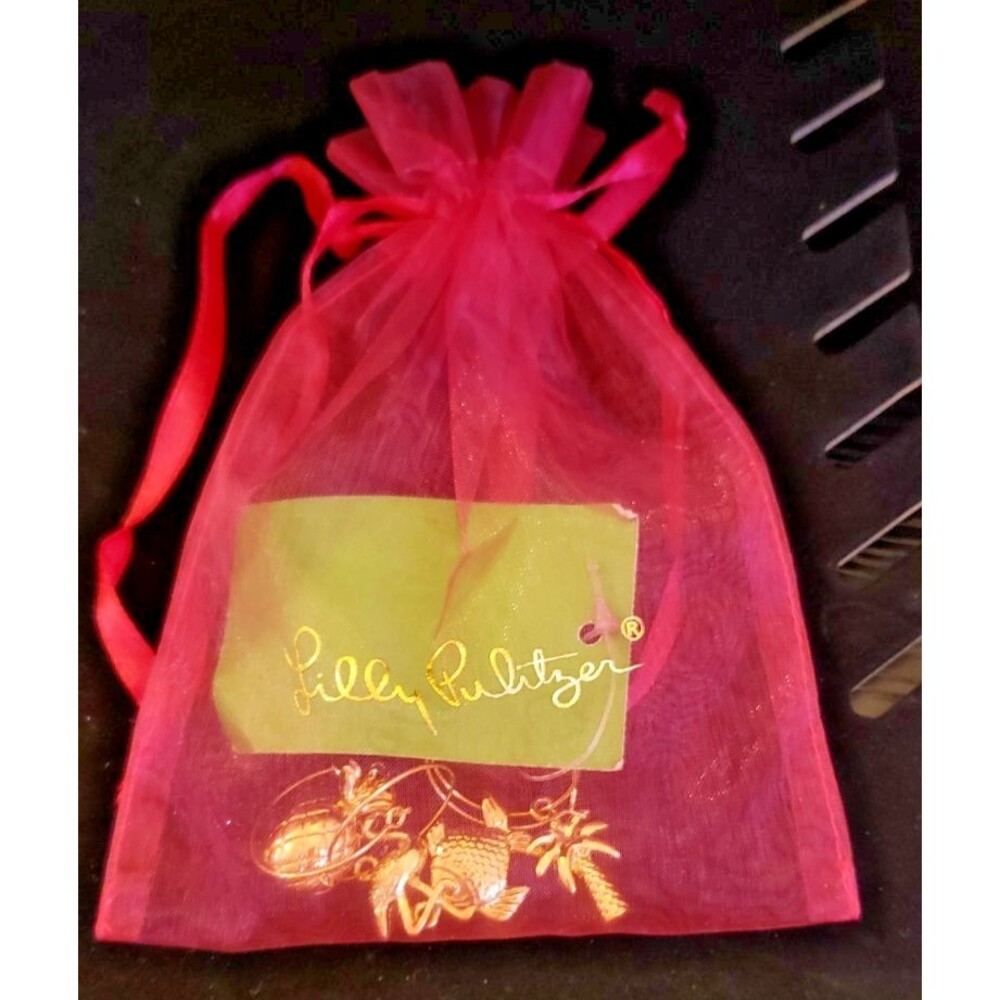 Lilly Pulitzer Wine Glass Charms - Gold Flamingo, Palm Tree, Fish, & PIneapple - Picture 8 of 8